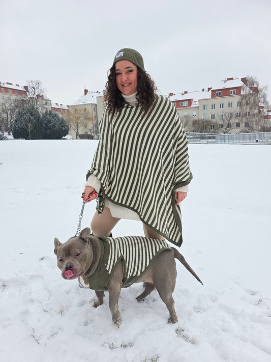 Harley Strickset für Englische Bulldogge und Besitzer